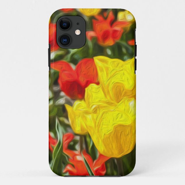 Funda De Case-Mate Para iPhone Tulipanes rojos y amarillos (Reverso)