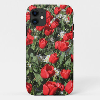 Funda Para iPhone 11 Tulipanes rojos y primores blancos