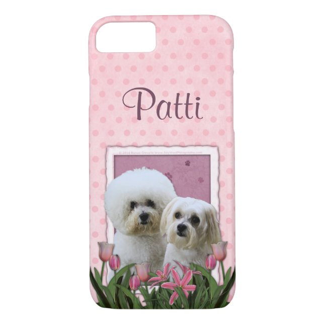 Funda De Case-Mate Para iPhone Tulipanes rosados - Bichon y maltés (Reverso)