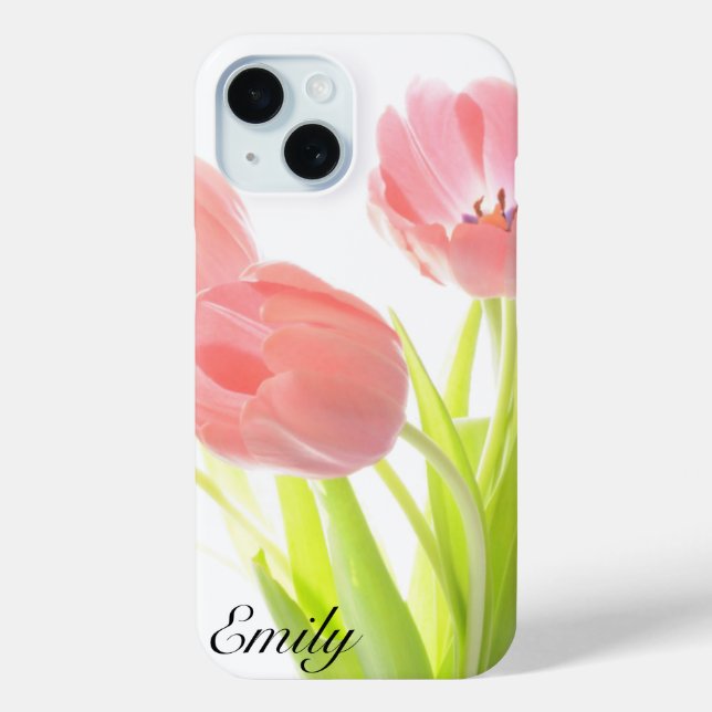 Funda De Case-Mate Para iPhone Tulipanes rosados de bonito | Personalizado Floral (Reverso )