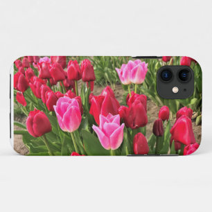 Funda Para iPhone 11 Tulipanes rosados y rojos