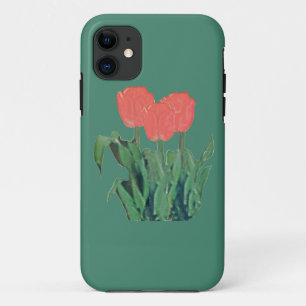 Funda Para iPhone 11 Tulipanes Tres-Rojo