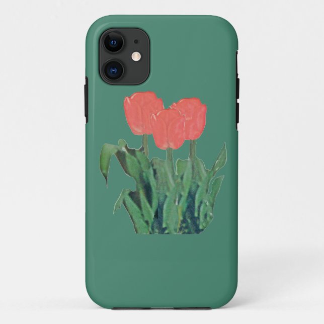 Funda De Case-Mate Para iPhone Tulipanes Tres-Rojo (Reverso)
