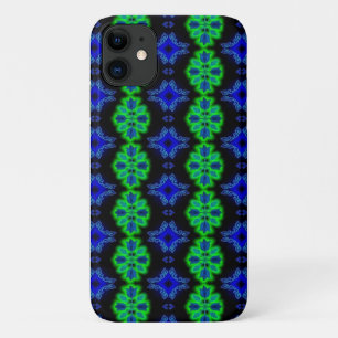 Funda Para iPhone 11 Tulips Artdeco de estilo retro azul negro verde