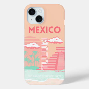 Funda Para iPhone 15 Tulum, México, arte de viajes