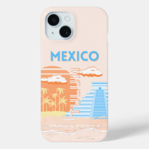 Funda Para iPhone 15 Tulum, México, arte de viajes, playa de verano