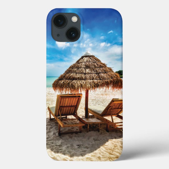 Funda De Case-Mate Para iPhone Tumbonas en la playa (Reverso)