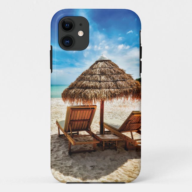 Funda De Case-Mate Para iPhone Tumbonas en la playa (Reverso)