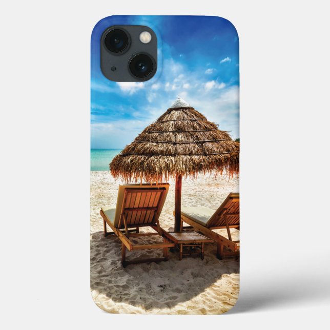 Funda De Case-Mate Para iPhone Tumbonas en la playa (Reverso)
