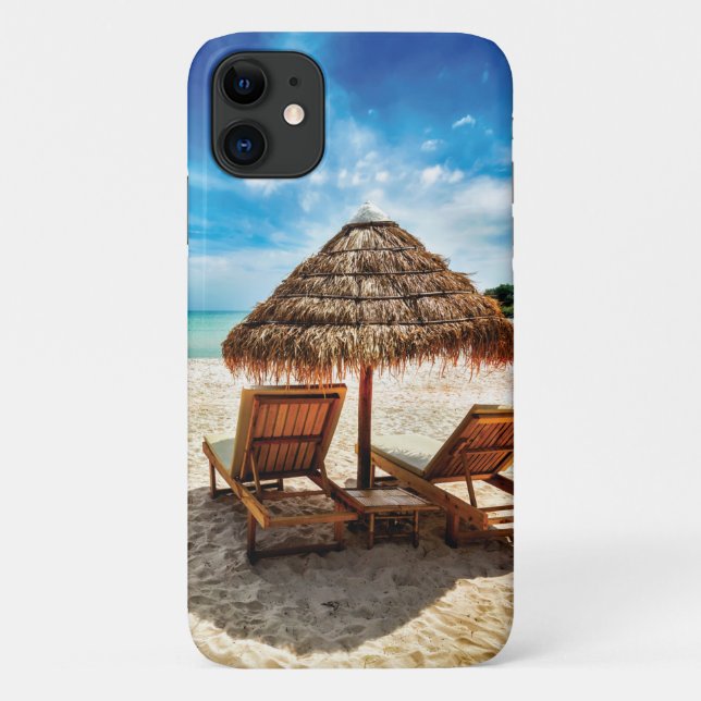 Funda De Case-Mate Para iPhone Tumbonas en la playa (Reverso)