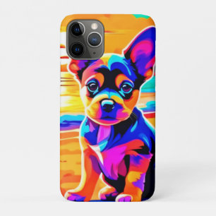 Funda Para iPhone 11 Pro Tumulto de Chihuahua en la playa del atardecer