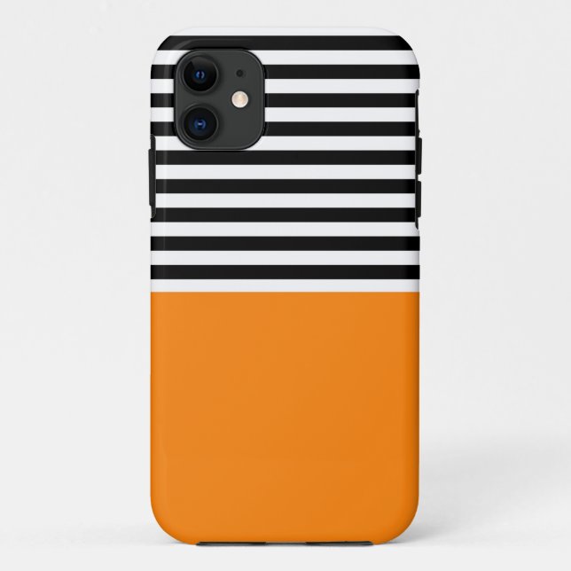 Funda De Case-Mate Para iPhone Turmérica con franjas en blanco y negro (Reverso)