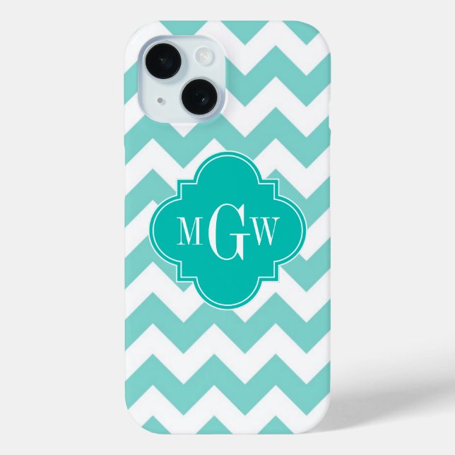 Funda De Case-Mate Para iPhone Turq / Aqua Whats Chevron Verde azulado 3 Monogram (Reverso )