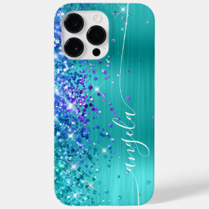Funda Para iPhone 14 Pro Max De Case-Mate Turquesa Azul y Purpura Brillo Glam Firma