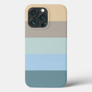 Funda Para iPhone 13 Pro Turquesa beige de arena marrón azul a rayas de cin
