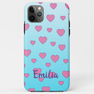 Funda Para iPhone 11 Pro Max Turquesa Ombre con diseño cardiaco y personalizad