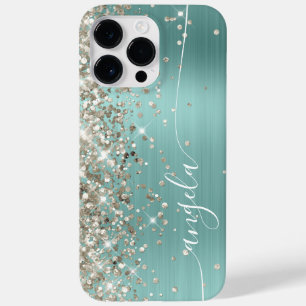 Funda Para iPhone 14 Pro Max De Case-Mate Turquesa Pálido Platino Glittery Glam Firma