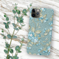 Turquesa Verde Azul Floral Acuarela