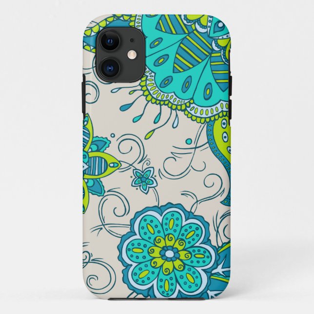 Funda De Case-Mate Para iPhone Turquesa y cal florales (Reverso)