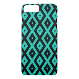 Funda Para iPhone 8 Plus/7 Plus Turquoise and black diamond pattern
