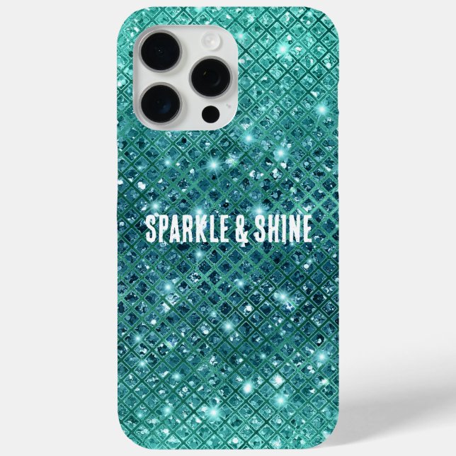 Funda De Case-Mate Para iPhone Turquoise Aqua Green Sparkle (Reverso )