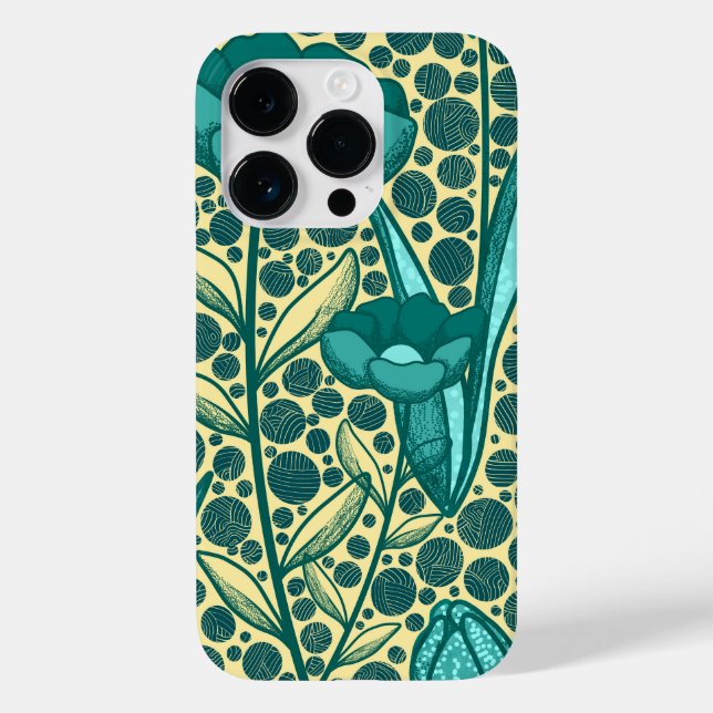 Funda De Case-Mate Para iPhone Turquoise bulbo flowers (Reverso )