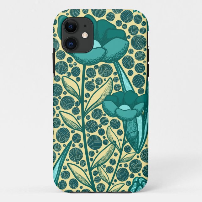 Funda De Case-Mate Para iPhone Turquoise bulbo flowers (Reverso)
