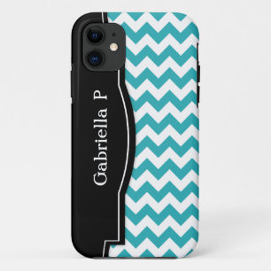 Funda Para iPhone 11 Turquoise Chevron Black Frame iPhone 5 funda