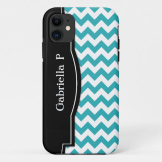Funda Para iPhone 11 Turquoise Chevron Black Frame iPhone 5 funda