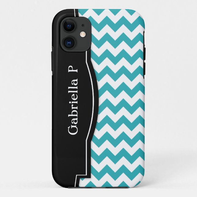 Funda De Case-Mate Para iPhone Turquoise Chevron Black Frame iPhone 5 funda (Reverso)