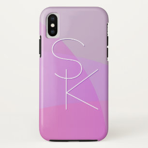 Funda Para iPhone X Tus iniciales superpuestas Geométrico rosa moder