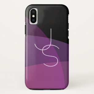 Funda Para iPhone X Tus iniciales superpuestas Moderno púrpura y ros