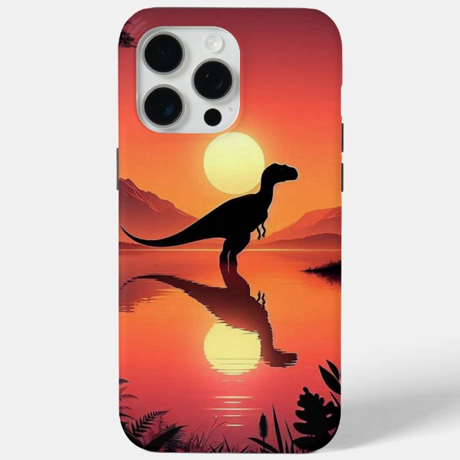 Funda De Case-Mate Para iPhone Twilight Roar - Dinosaur Silhouette cerca del lago (Reverso )