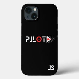 Funda Para iPhone 13 Typografía piloto y avión de reacción, monogramado
