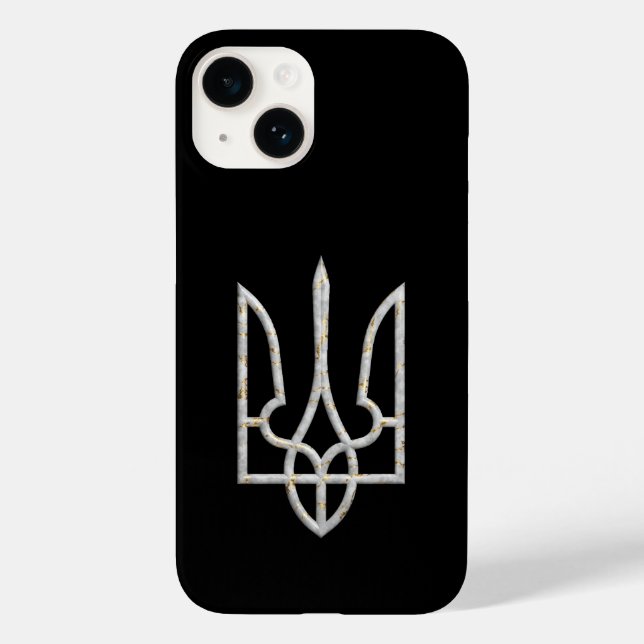 Funda De Case-Mate Para iPhone Ucrania Trident Gyrfalcon oro de mármol Escudo (Reverso )