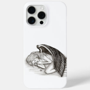 Funda Para iPhone 15 Pro Max Un ángel dormido, diseño blanco y negro