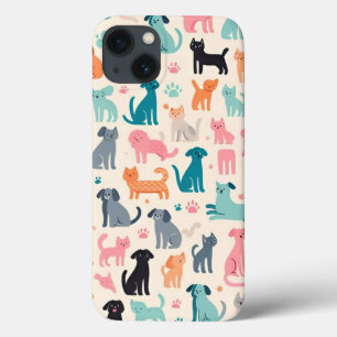 Funda Para iPhone 13 Un animal lindo diseña un patrón de perro y gato s
