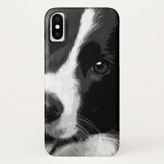 Funda De Case-Mate Para iPhone Un border collie blanco y negro (Reverso)