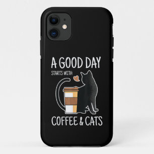 Funda Para iPhone 11 Un Buen Día Comienza Con Café Y Cats Graciosos