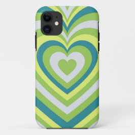 Funda Para iPhone 11 Un caprichoso corazón verde juguetón regalo del Dí