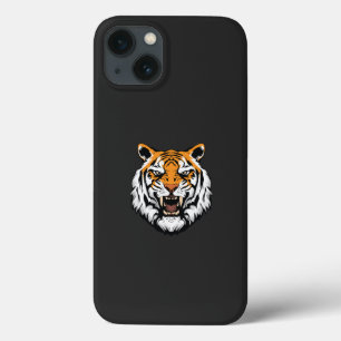 Funda Para iPhone 13 un cierre de la cara de un tigre sobre un fondo ne