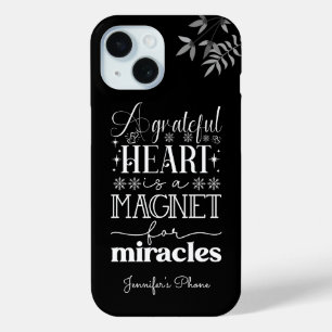 Funda Para iPhone 15 Un corazón agradecido, texto blanco Motivación