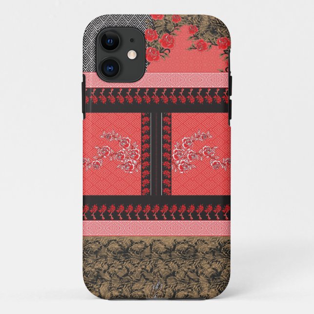 Funda De Case-Mate Para iPhone un diseño de papel pintado rojo y negro (Reverso)