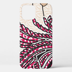 Funda Para iPhone 12 Pro Un diseño paisajístico decorativo con un rojo inte