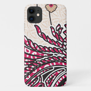 Funda Para iPhone 11 Un diseño paisajístico decorativo con un rojo inte