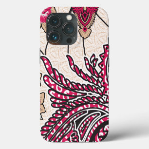 Funda Para iPhone 13 Pro Un diseño paisajístico decorativo con un rojo inte