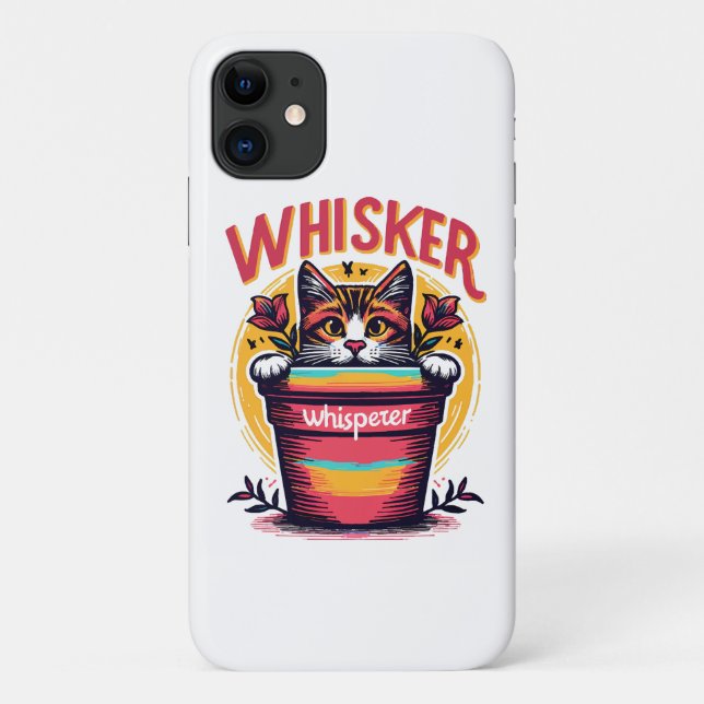 Funda De Case-Mate Para iPhone Un gato asomándose detrás de una maceta (Reverso)