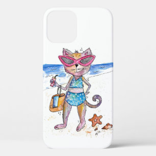 Funda Para iPhone 12 Un gato caprichoso en la playa