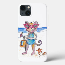 Funda Para iPhone 13 Un gato caprichoso en la playa