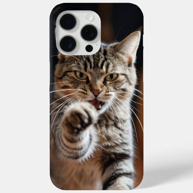 Funda De Case-Mate Para iPhone Un gato chiflado lanzando un puñetazo (Reverso )